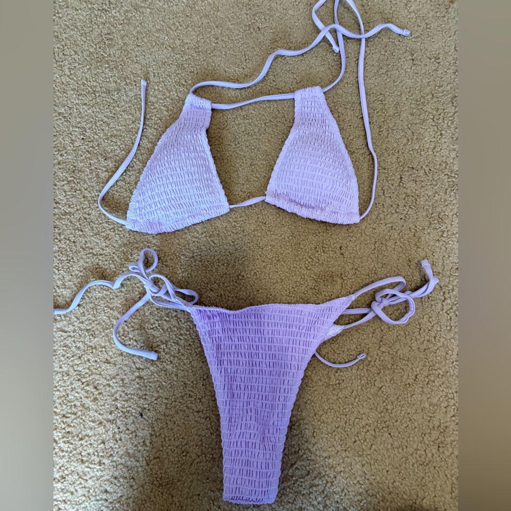 Lavender Textured Bikini Set